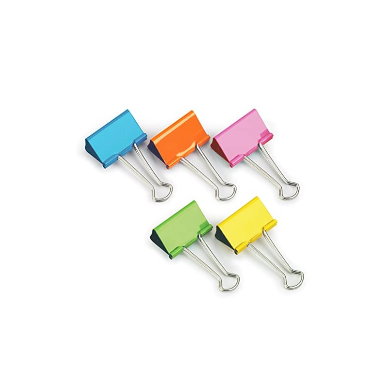 Rapesco FBC32COL 32 mm Foldback Clips, Assorted Colours, Pack of