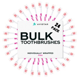 Bulk Toothbrushes Pack - 24 Individually Wrapped Toothbrushes for Travel, Hotels, AirBnB Guests, Relief Missions, and Donations - Disposable Toothbrush Pack for Adults and Kids