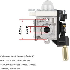 HUSWELL SRM-230 Carburetor for ECHO SRM-210 GT-200R HC-150 PE-200 PPF-210 PAS-230 Weed Eater String Hedge Trimmer Edger W Spark Plug Primer Bulb Air Filter kit