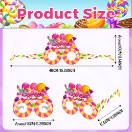 JIUJIUBER 24 PCS Candyland Party Paper Eyeglasses, Candyland Party Favors Decorations Supplies, Candyland Birthday Party Decorations Gifts Photo Booth Props for Kids Boys Girls