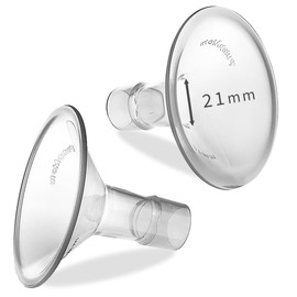 PumpMom - Protectores de pecho flexibles de 21 mm para piezas de extractor de leche Medela, compatible con accesorios Medela, no original de ajuste personalizable, no piezas originales de bomba de estilo última intervensión, 2 piezas (21 mm)