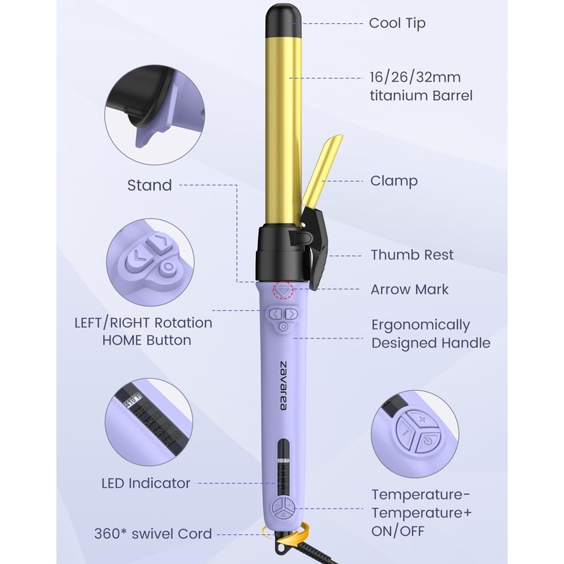 Rotating Curling Iron 3 in 1 Set, Automatic Curling Wand