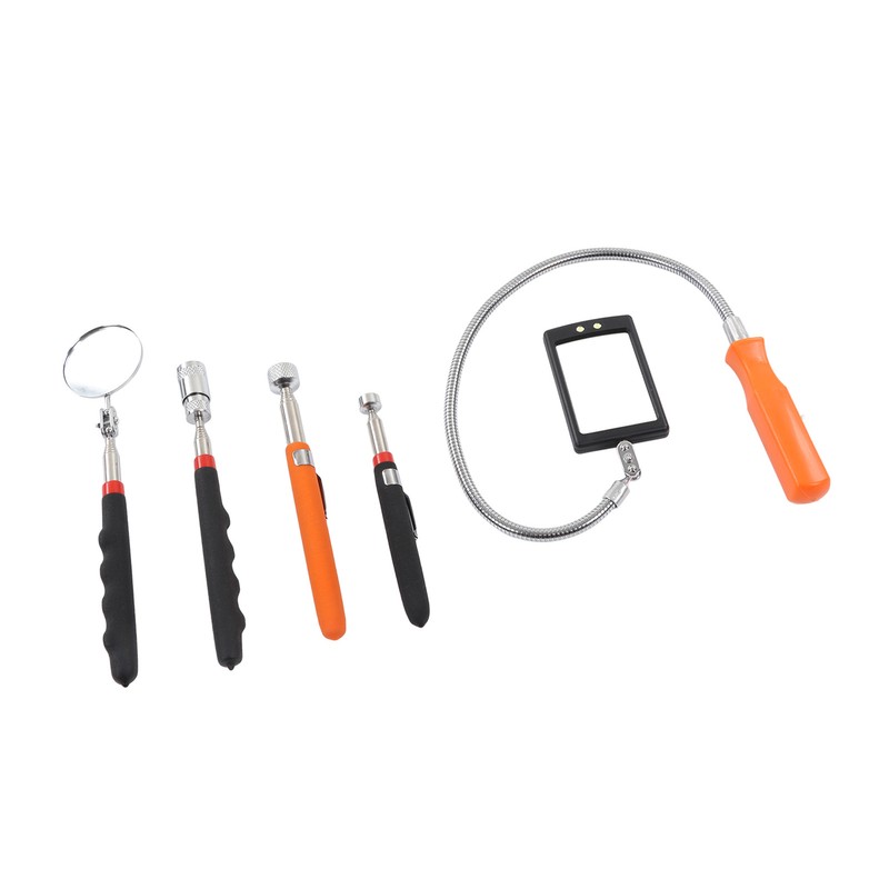 5Pcs Telescoping Magnetic Pickup Tool 360° Rotation Shock Resistant LED
