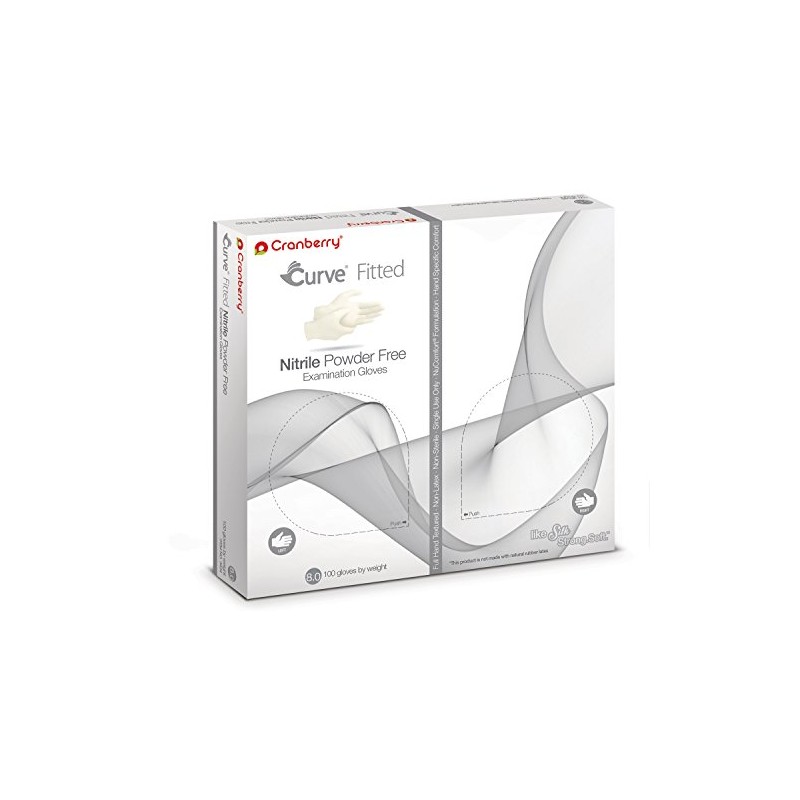 Cranberry USA Cranberry Curve Fitted White Nitrile Exam Gloves, Pack