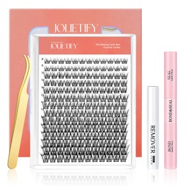 Jolietify Lash Extension Kit, 8-16mm DIY Faux Mink Cluster Lashes, Waterproof Bond & Seal, Lash Tweezers & Remover, Soft & Fluffy Natural Look, Reusable Eyelashes for Beginners, Easy to Apply at Home