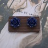 Allereya Boho Blue Rose Earrings Rose Floral Stud Earrings Enamel