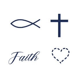 Tattwo.me 2 Week Waterproof Temporary Plant Tattoos - 4 Religious Models to Cut Out - EU Compliance - Vegetable Ink - Tattoo Pad Size: 5 x 5cm (P0973)