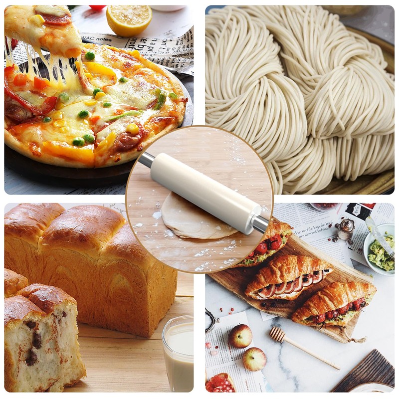 Mepple Marble Rolling Pin with Stainless Steel Handle for Fondant,