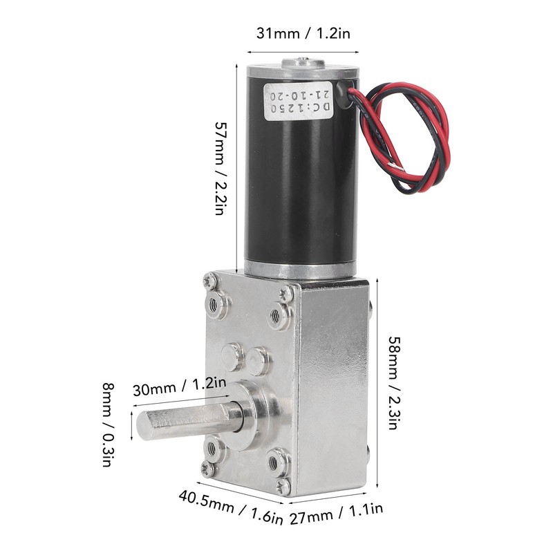 DC Geared Motor Small 18W Large Torsion Reversible Turbine Worm