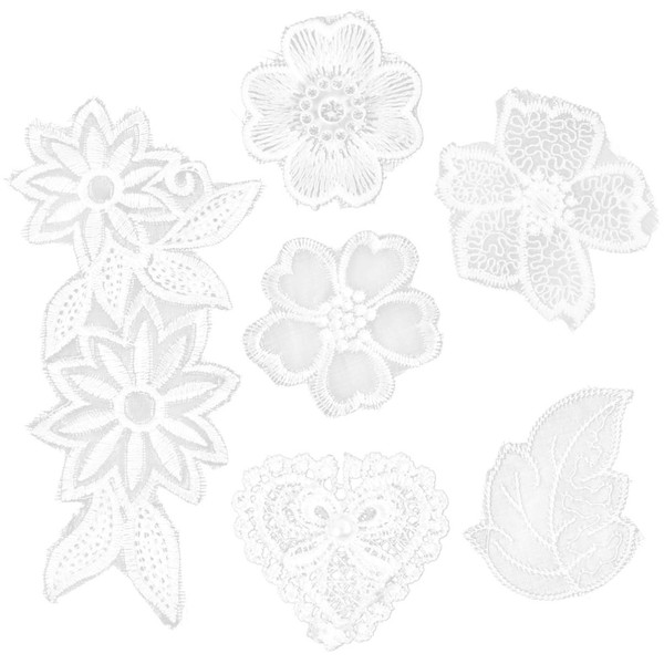 HEALLILY Flower Decor 6pcs Lace Flower Patches Clothes Sewing White Appliques DIY Floral Sewing Patches Stickers Decorative Embroidery Appliques for Jeans Hat Pants Clothing Style 2 Cowboys Sticker