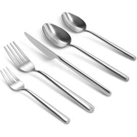 Oval 20-Piece Silverware Set, Forged Stainless Steel Flatware Set with European Design, Modern Cutlery Set, Service for 4, Dishwasher Safe