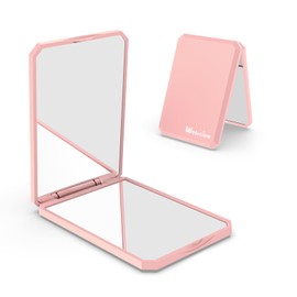 WOBSION Small Compact Mirror,1x/2x Travel Magnifying Mirror,2-Sided Handheld Portable Folding Mirror for Purse,Pocket,Gifts,Square(Pink)