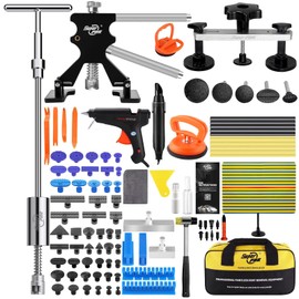 Super PDR Paintless Dent Repair Kit, Car Dent Removal Tools, PDR Tools, Dent Puller Kit with Dent Lifter, Bridge Puller, Slide Hammer T-Bar for Car Body Dents, Kit Includes Glue Removal Tool