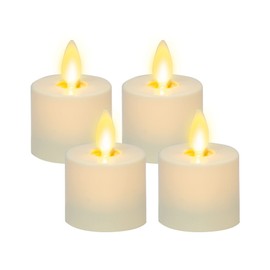 Luminara Flickering Flameless Pearl Ivory Tealights - Warm LED Light Flame Votives - Battery Operated Decor for Dining Room Table Centerpieces, Fireplace Mantel, Dinner Party, Reception - Set of 4