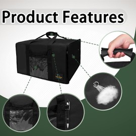 OujiuShark Insulated Pizza Bags for Delivery, 20in x 20in x 12in, Commercial Pizza Warmer Bag, Large Pizza Carrier for Hot and Cold Food (Black)