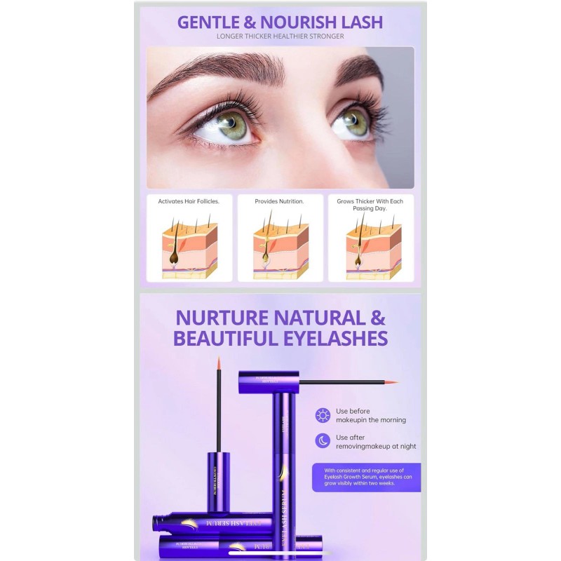 SIIEEC 8ml Rapid Eyelash Growth Serum for Thicker, Stronger, Healthier