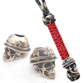 Awesome EDC Paracord Knife Lanyard, Keychain with Hand Casted Bead Beads Charms Blackbeard Pirate Celtic Skull Ragnar Collection