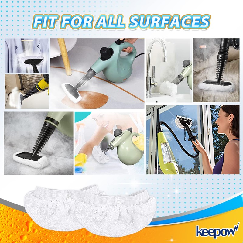KEEPOW Universal Microfiber Cloths for Handheld Steam Cleaner Attachments Compatible