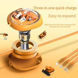 KLAPR APULM cat Butt Shape Super Cute Expansion Payment Three-in-one Data Cable Mini USB Micro USB Type-c 120cm (White)