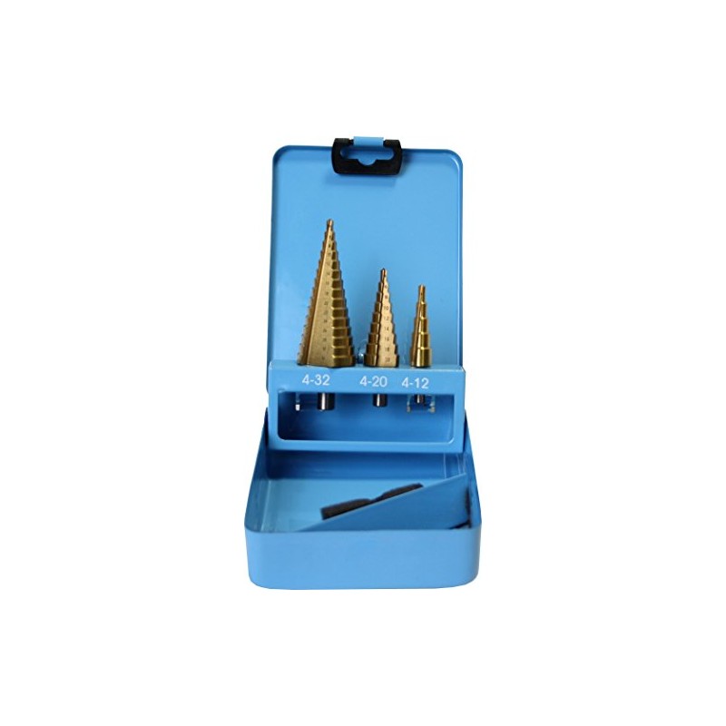 EXCLUSIVE metal step drill bits set 3 pcs, 4-32mm, titanium,
