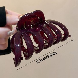 Red Large Hair Clips For Girls Vintage Hair Claw Clips For Thick Hair Claws 3.54 IN Hair Clip Plastics Clips For Hair Barrettes Non Slip Hair Claw Clip Hairclips Girl Hair Accessories For Women