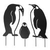 Penguin Family Stake Statue Simulation Vivid Hollow Iron Animal Stake