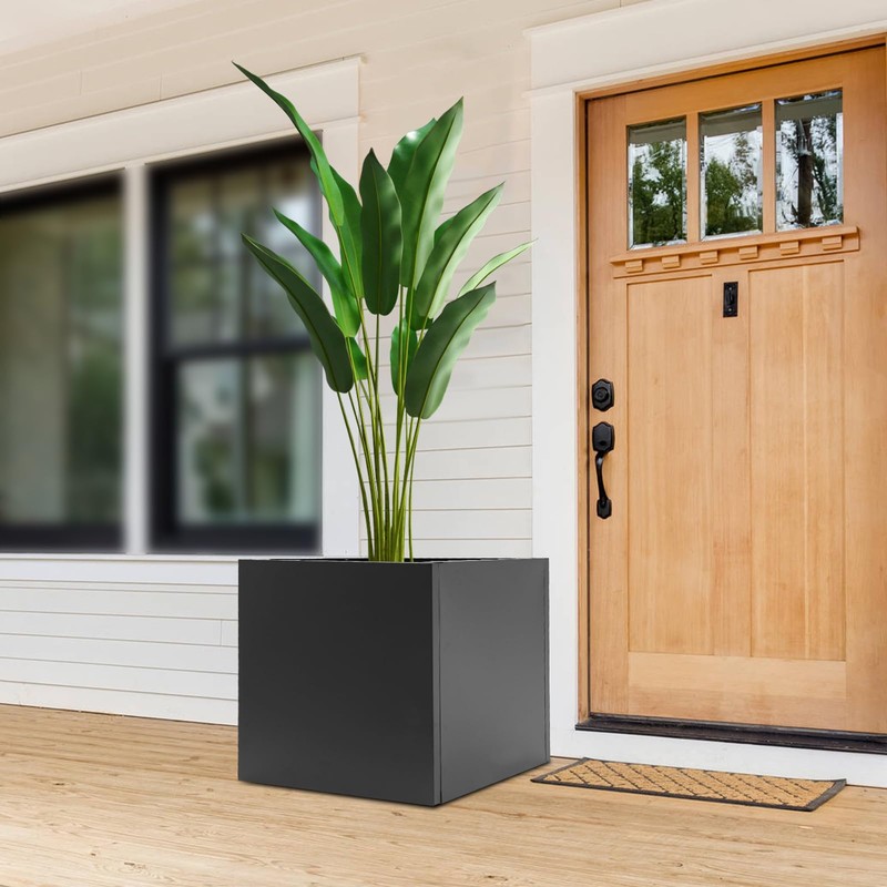 Galvanized Steel Planter Box, 24Inch Large Square Indoor Outdoor Planters