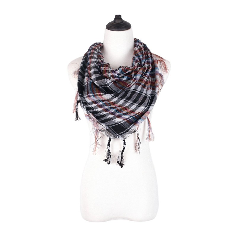 Multi-Colors Trendy Plaid & Houndstooth Check Soft Square Scarf, v1