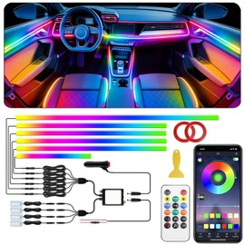 Interior Car LED Strip Lights, Acrylic LED Lights for Car with Dynamic Dreamcolor Chasing, 10 in 1 175 inches 593 LEDs Ambient Lighting Kits Music Sync Wireless APP and Remote Control