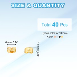 PATIKIL 40 Pcs Steel Locking Earring Backs, Hypoallergenic, Multicolored