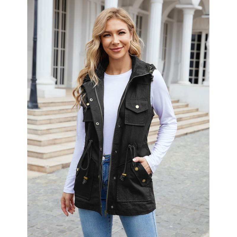 BBX Lephsnt Women's Anorak Utility Jacket Vest Multi-Pockets Outdoors Vest
