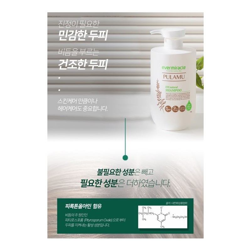 Evermiracle EM Pulamu Natural Shampoo (750g) 2pcs / 에버미라클 EM