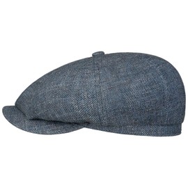 Stetson Hatteras Inspection Tag Flat Cap - Hat - Classic Peaked Cap - Made in Germany - Men - Spring / Summer, Mottled blue, 60