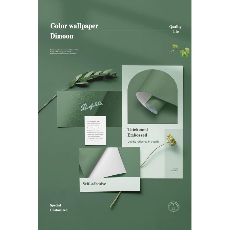 Dimoon 78.7''x17.7'' Green Peel and Stick Wallpaper Contact Paper Modern