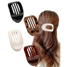 JUKOTA 4er-Pack flache Haarspangen für Damen, matte große Haarspangen, French-Clips für dünnes und dickes Haar, geschwungenes Design, ideal für den Alltag - A