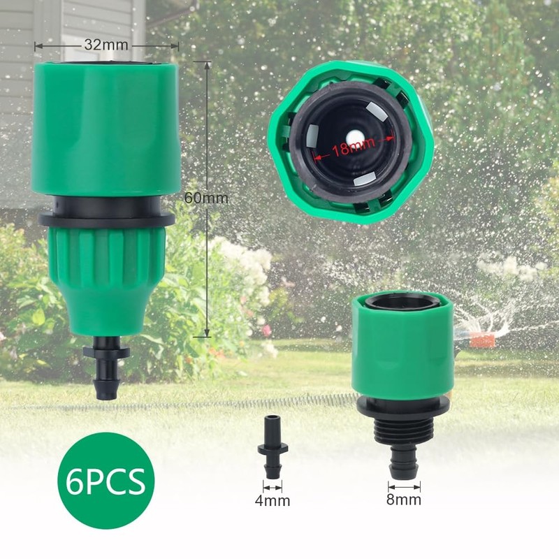 PAORHS Gartenschlauch Einwegadapter Armaturenanschluss für die Bewässerung Packung mit 6
