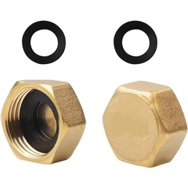 2 Pcs Brass Blanking Cap Radiator Valve caps, Plumbing Fittings, 3/4" Inch Hex Brass Blanking Nut Caps for Plumbing, Heating Systems, Pipe Fittings & DIY Repairs Includes Sealing Washer