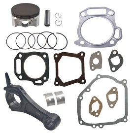 FUWTLP 3.308" Billet Aluminum Connecting Rod With 70mm Ceramic Coated Flat Top Piston .550 Gaskets For Predator 212cc Hemi/Non-Hemi Engines Go Kart Parts