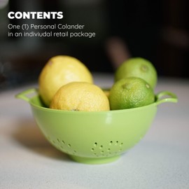 Culinary Elements Mini Plastic Colander with Double Handles – 6 Inch Small Strainer for Fruits, Vegetables & Pasta, Dishwasher Safe, BPA-Free, Color Varies