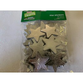 CHRISTMAS CRAFTS CHRISTMAS DIE-CUT SILVER STAR STICKERS SILVER STARS 45 PCS