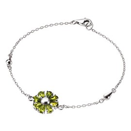 Franki Baker Pretty Daisy Flower Bracelet of Green Peridot Crystals on Sterling Silver Chain. Length:18cm. Flower Size:1.5cm. Comes in Pretty Box.