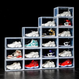 Case Foldable Shoe Box Clear Storage Case Sneaker Container Organizer Stackable 6-12 - Clear, 6 boxes