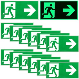 Emergency Exit Sign 300 x 150 mm Extra Photoluminescent Emergency Exit Sign Arrow To Right Reflective, Escape Route Sign Rescue Way (To Right) Pack of 12