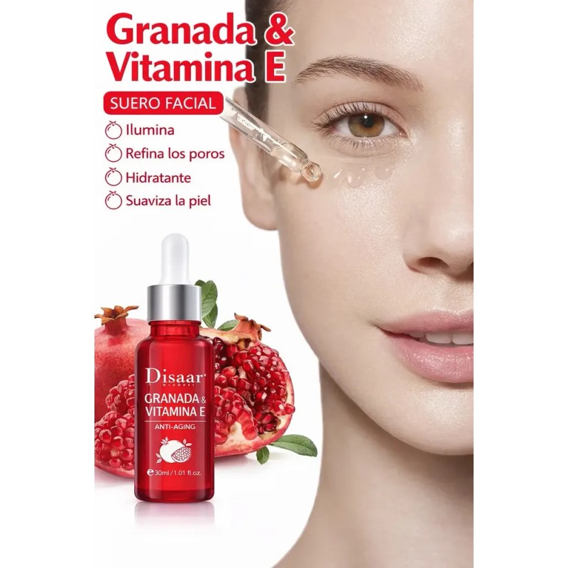 Suero Facial Antiarrugas, Hidratante, Granada, Vitamina E