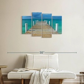 Elephant Stock - Turks Pier Wall Art - Horizontal Multi Panel Canvas - 4 Piece Living Room Wall Decor - Photography Docks And Piers Multi Piece Wall Art - Blue And Purple Decor by Susan Vizvary - 36" x 22"