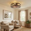 ropelux Caged Ceiling Fan with Lights, Rustic Farmhouse Low Profile