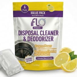 iFLO Foaming Garbage Disposal Cleaner Pods with iFLOBiotic – Powerful Garbage Disposal Foaming Action for Sink, Food Waste & Odor Removal – Disposal Cleaner Pods, 6 Pack