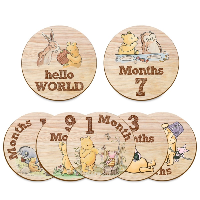 Hatzelou 7Pcs Baby Monthly Milestone Circles, Winnie Baby Stuff, Double-Sided