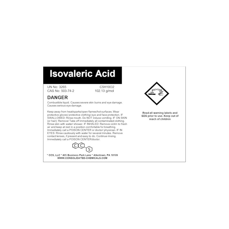 Isovaleric Acid Fragrance/Aroma Compound High Purity 100mL (3.3 Fl Oz)