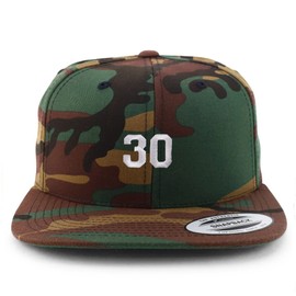Trendy Apparel Shop Small Number 30 Embroidered Flatbill Snapback - Camo